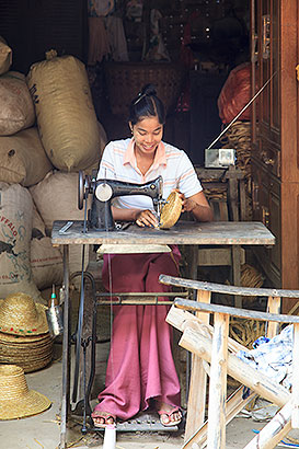 woman making hats
