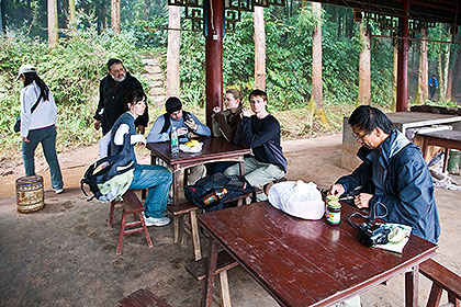 Having lunch